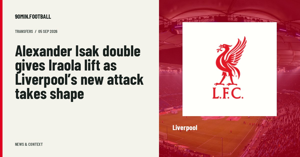 Editorial graphic: Alexander Isak double gives Iraola lift as Liverpool’s new attack takes shape. Not a photograph of this event.