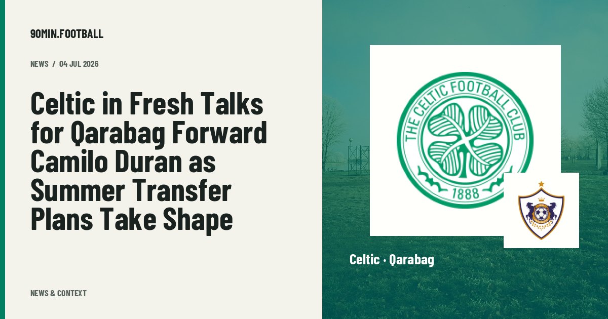 Editorial graphic: Celtic in Fresh Talks for Qarabag Forward Camilo Duran as Summer Transfer Plans Take Shape. Not a photograph of this event.