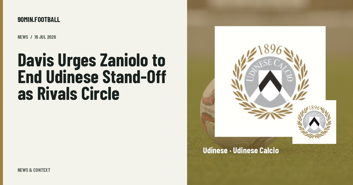Editorial graphic: Davis Urges Zaniolo to End Udinese Stand-Off as Rivals Circle. Not a photograph of this event.