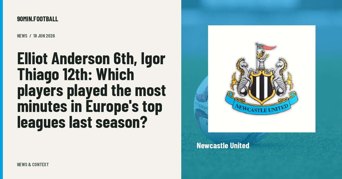 Editorial graphic: Elliot Anderson 6th, Igor Thiago 12th: Which players played the most minutes in Europe's top leagues last season?. Not a photograph of this event.