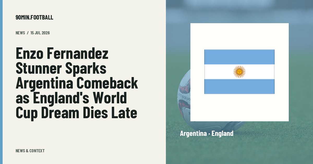 Editorial graphic: Enzo Fernandez Stunner Sparks Argentina Comeback as England's World Cup Dream Dies Late. Not a photograph of this event.