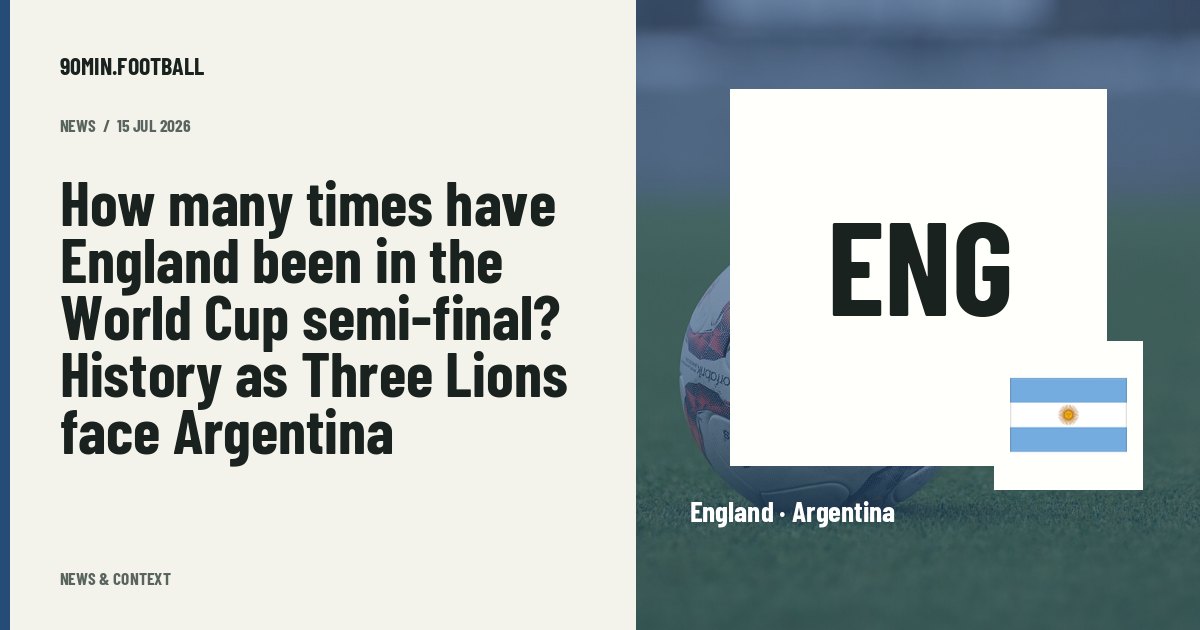 Editorial graphic: How many times have England been in the World Cup semi-final? History as Three Lions face Argentina. Not a photograph of this event.