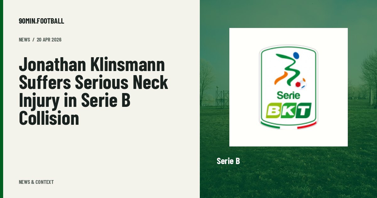 Editorial graphic: Jonathan Klinsmann Suffers Serious Neck Injury in Serie B Collision. Not a photograph of this event.