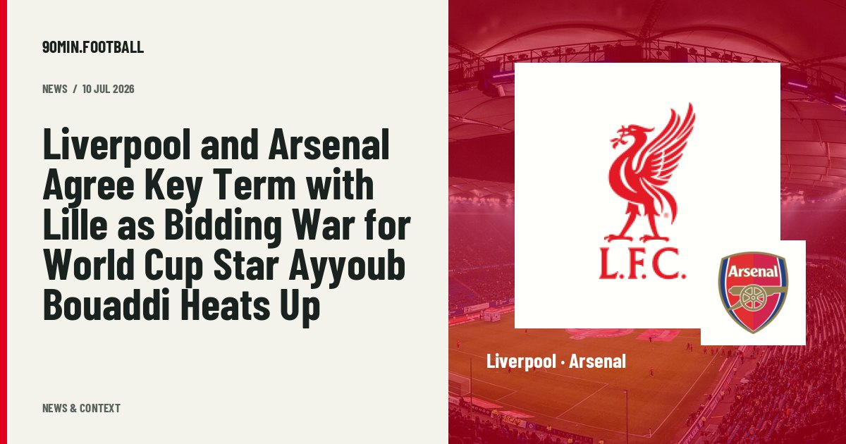 Editorial graphic: Liverpool and Arsenal Agree Key Term with Lille as Bidding War for World Cup Star Ayyoub Bouaddi Heats Up. Not a photograph of this event.