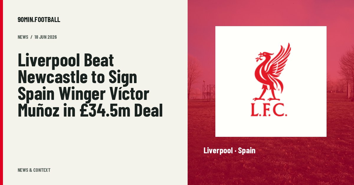 Editorial graphic: Liverpool Beat Newcastle to Sign Spain Winger Víctor Muñoz in £34.5m Deal. Not a photograph of this event.