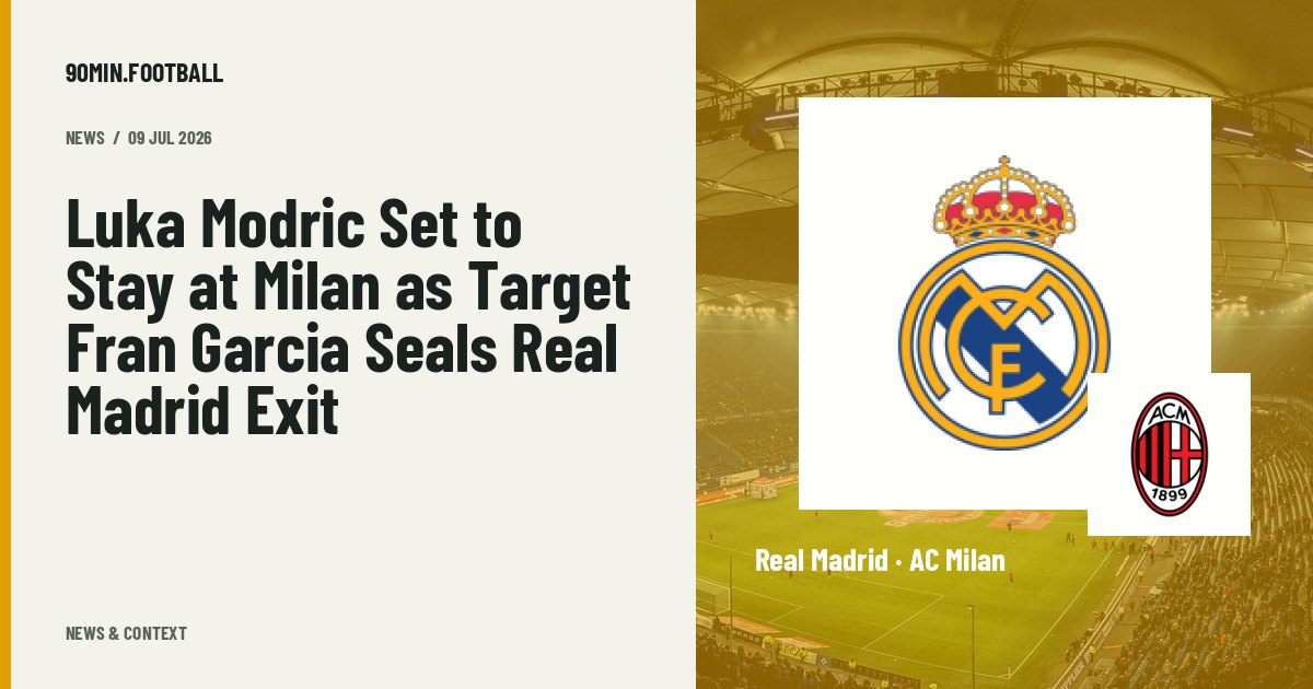 Editorial graphic: Luka Modric Set to Stay at Milan as Target Fran Garcia Seals Real Madrid Exit. Not a photograph of this event.