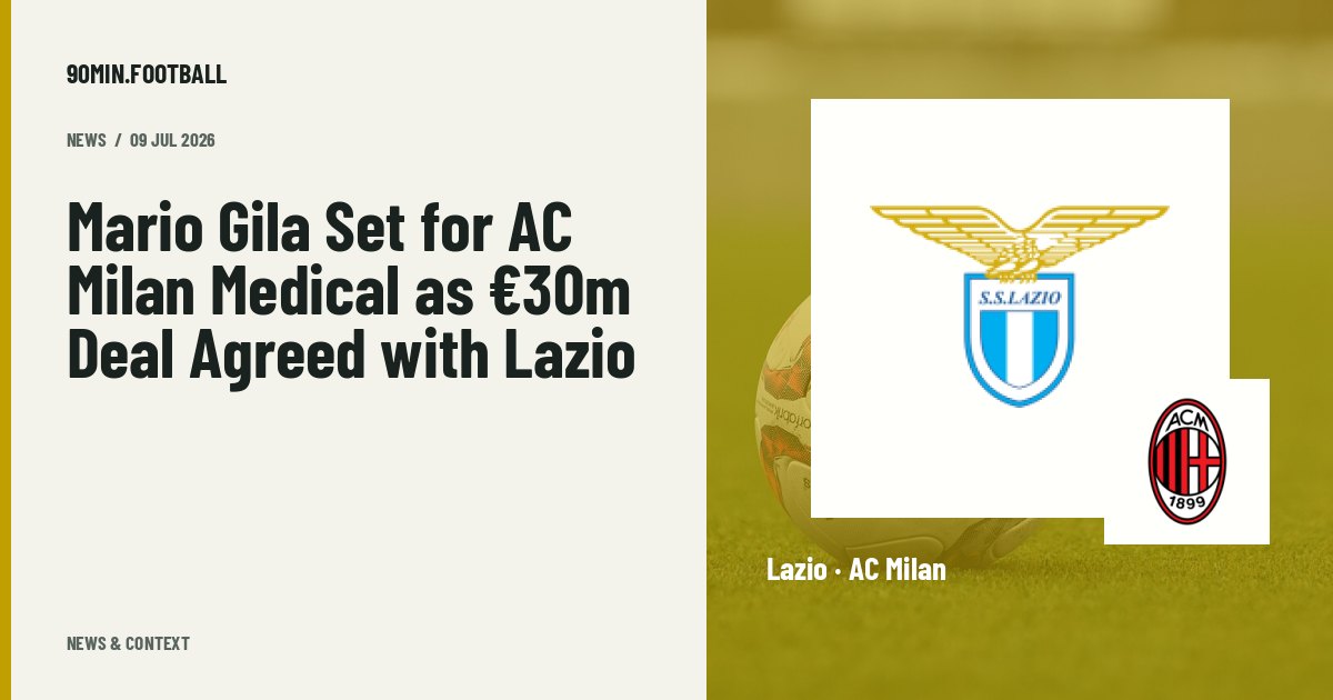 Editorial graphic: Mario Gila Set for AC Milan Medical as €30m Deal Agreed with Lazio. Not a photograph of this event.