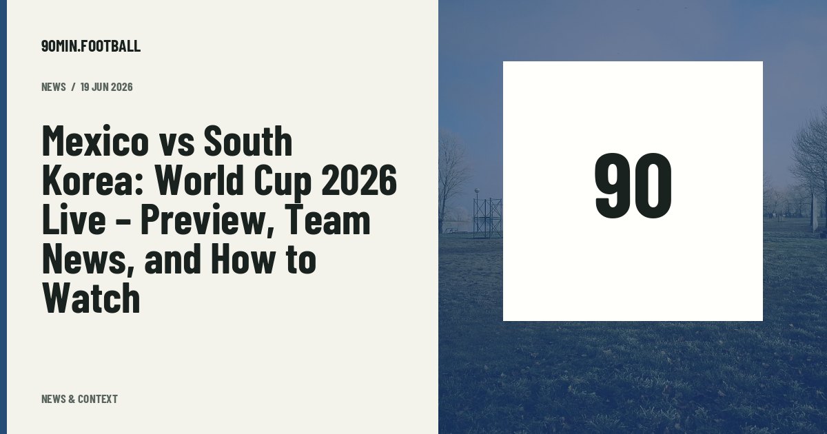 Editorial graphic: Mexico vs South Korea: World Cup 2026 Live – Preview, Team News, and How to Watch. Not a photograph of this event.