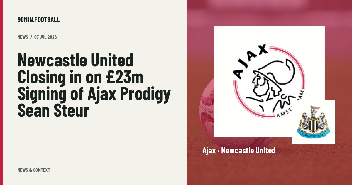 Editorial graphic: Newcastle United Closing in on £23m Signing of Ajax Prodigy Sean Steur. Not a photograph of this event.