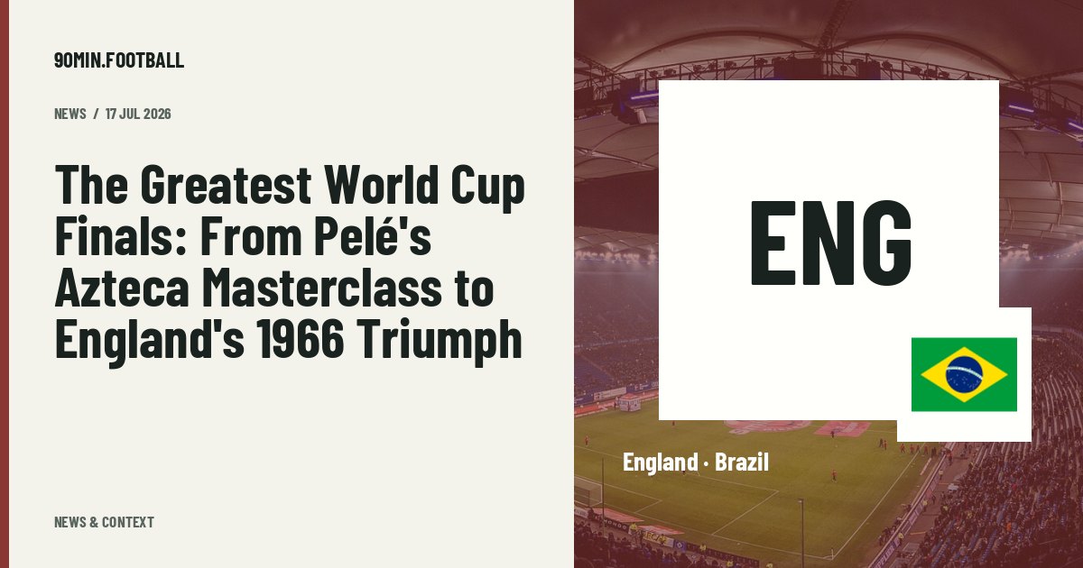 Editorial graphic: The Greatest World Cup Finals: From Pelé's Azteca Masterclass to England's 1966 Triumph. Not a photograph of this event.