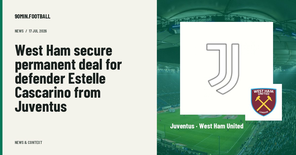 Editorial graphic: West Ham secure permanent deal for defender Estelle Cascarino from Juventus. Not a photograph of this event.