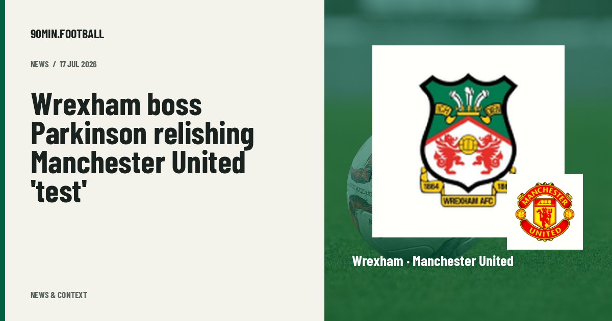 Editorial graphic: Wrexham boss Parkinson relishing Manchester United 'test'. Not a photograph of this event.