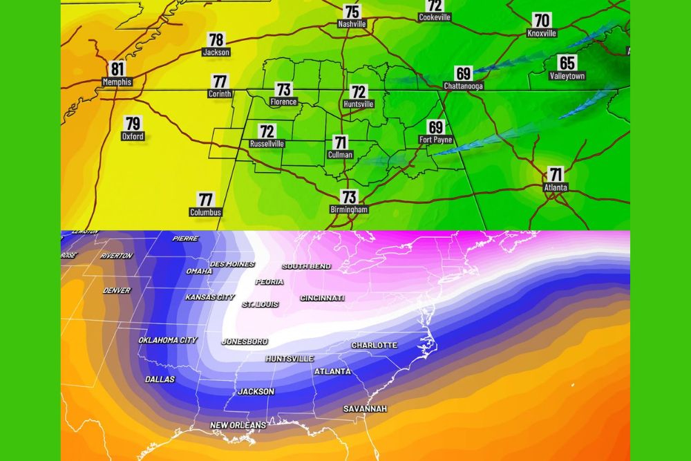 Backdoor Front Brings Gusty East Winds and Low 70s to Alabama and Tennessee This Weekend Before a Strong Cold Front Arrives Ahead of Halloween