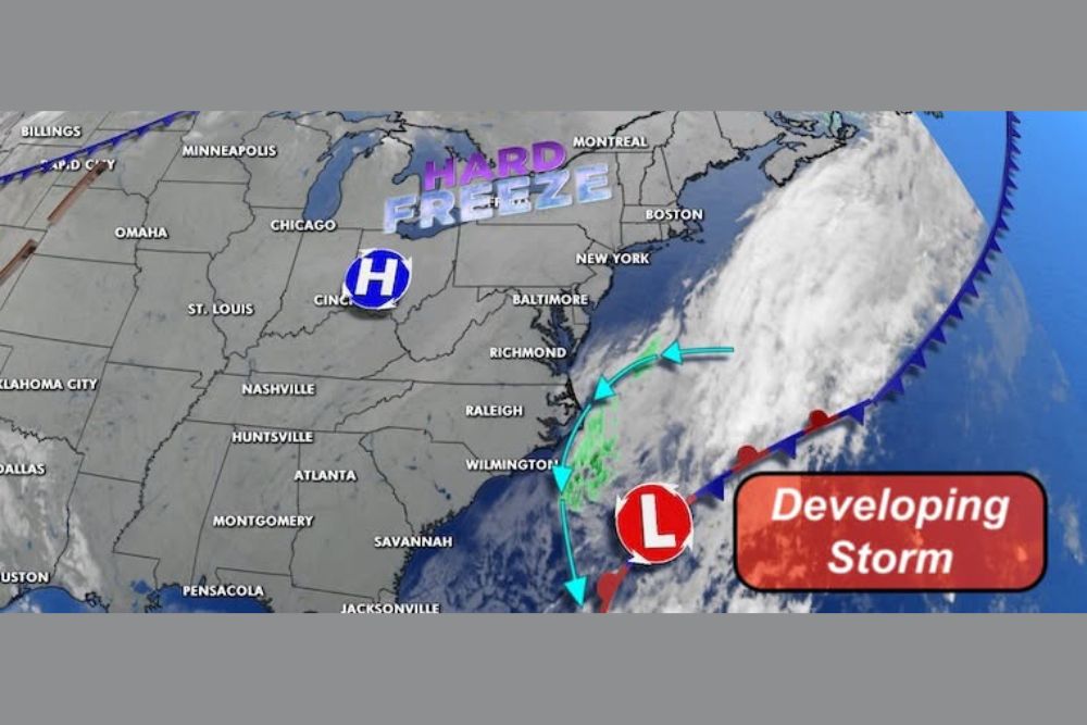 Frosty Morning Up to 20 Degrees Colder Grips Maryland, Delaware and Virginia as Sunny 60s Return and Offshore Coastal Storm Holds 30% Chance