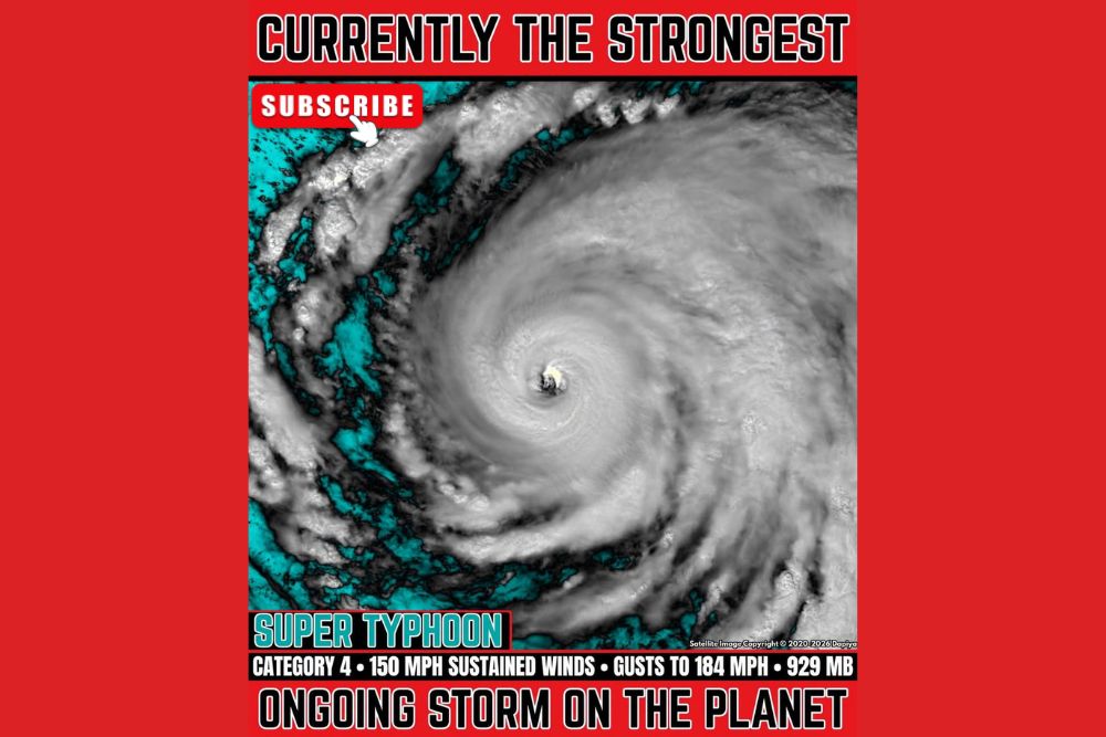 Super Typhoon Champi Packs 150 MPH Winds and 184 MPH Gusts in the Western Pacific as Forecasters Watch for Possible Category 5 Strengthening